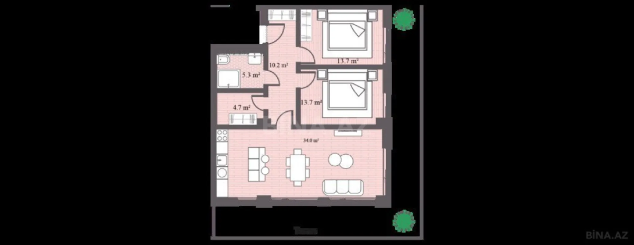 Satılır 3 otaqlı mənzil 133.7 m²