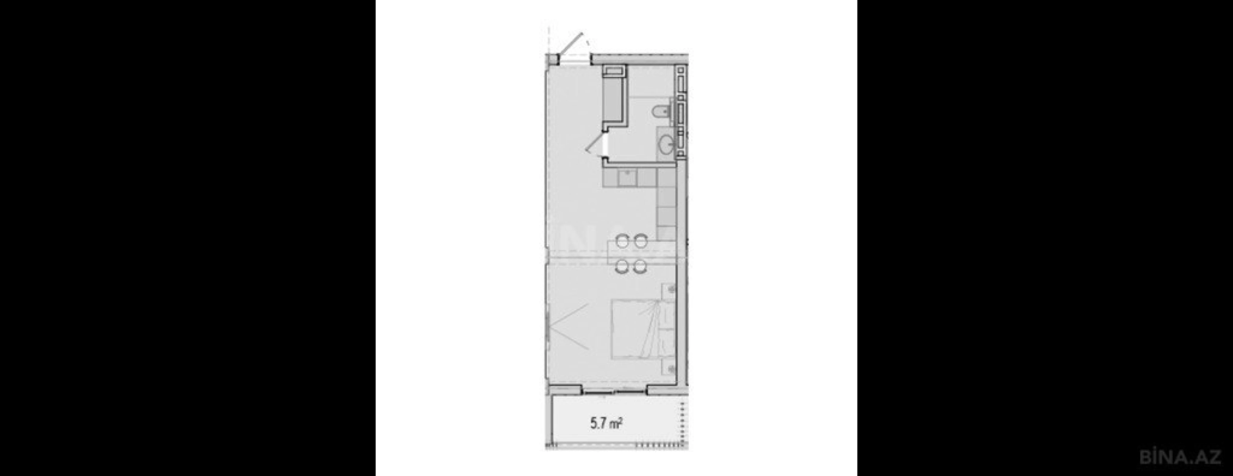 Satılır 1 otaqlı mənzil 50.7 m²