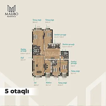 Satılır 5 otaqlı mənzil 268 m²