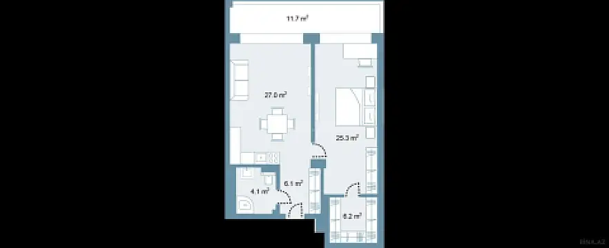 Satılır 2 otaqlı mənzil 94.1 m²