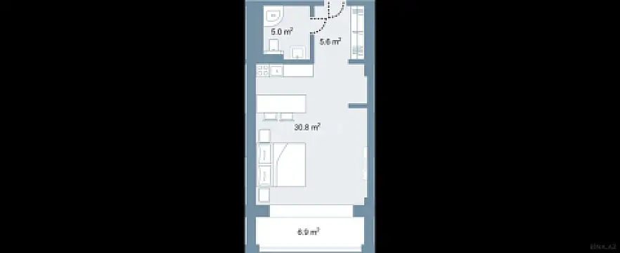 Satılır 1 otaqlı mənzil 56.2 m²