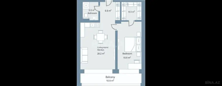 Satılır 2 otaqlı mənzil 92.3 m²