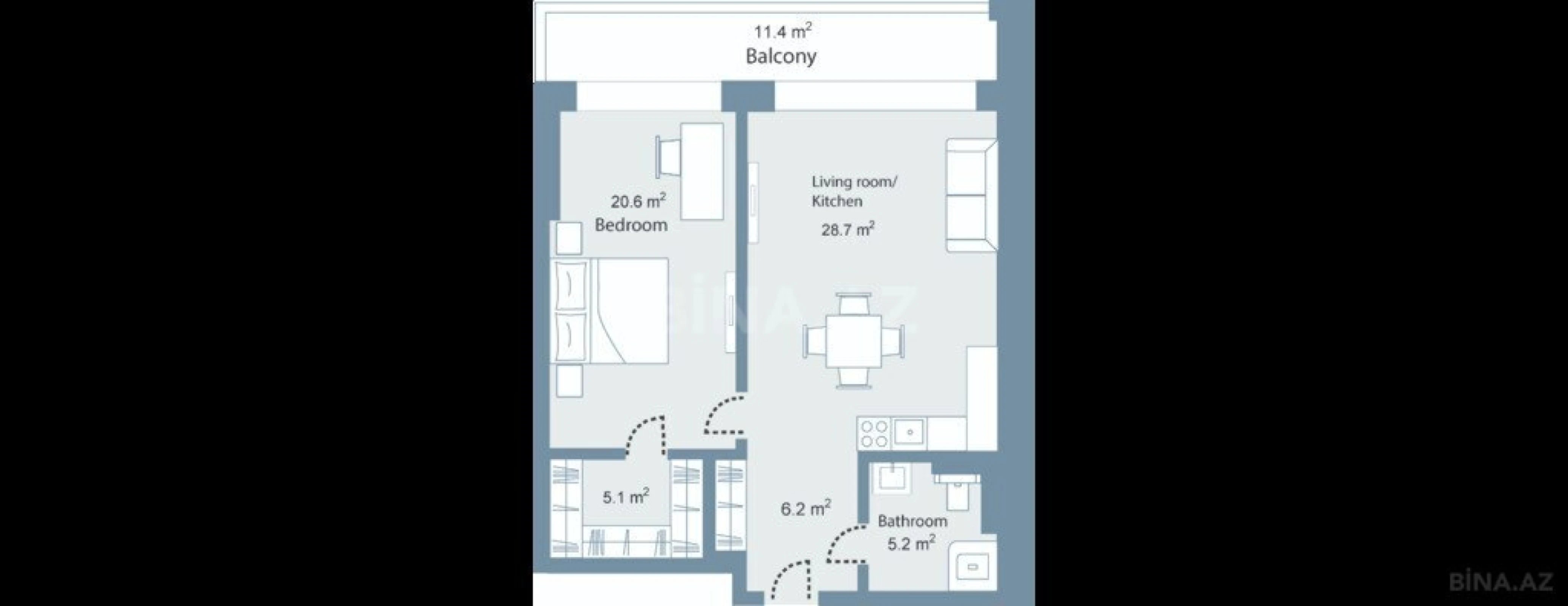 Satılır 2 otaqlı mənzil 94.1 m²