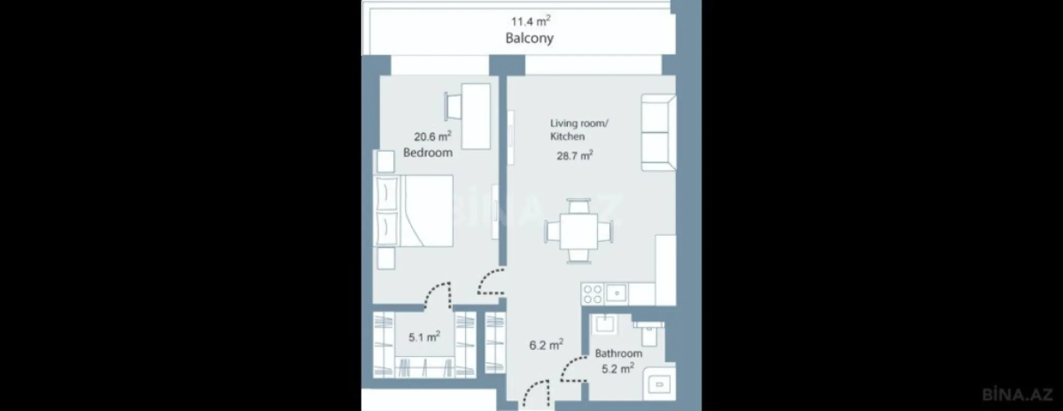 Satılır 2 otaqlı mənzil 94.1 m²