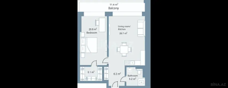 Satılır 2 otaqlı mənzil 94.1 m²