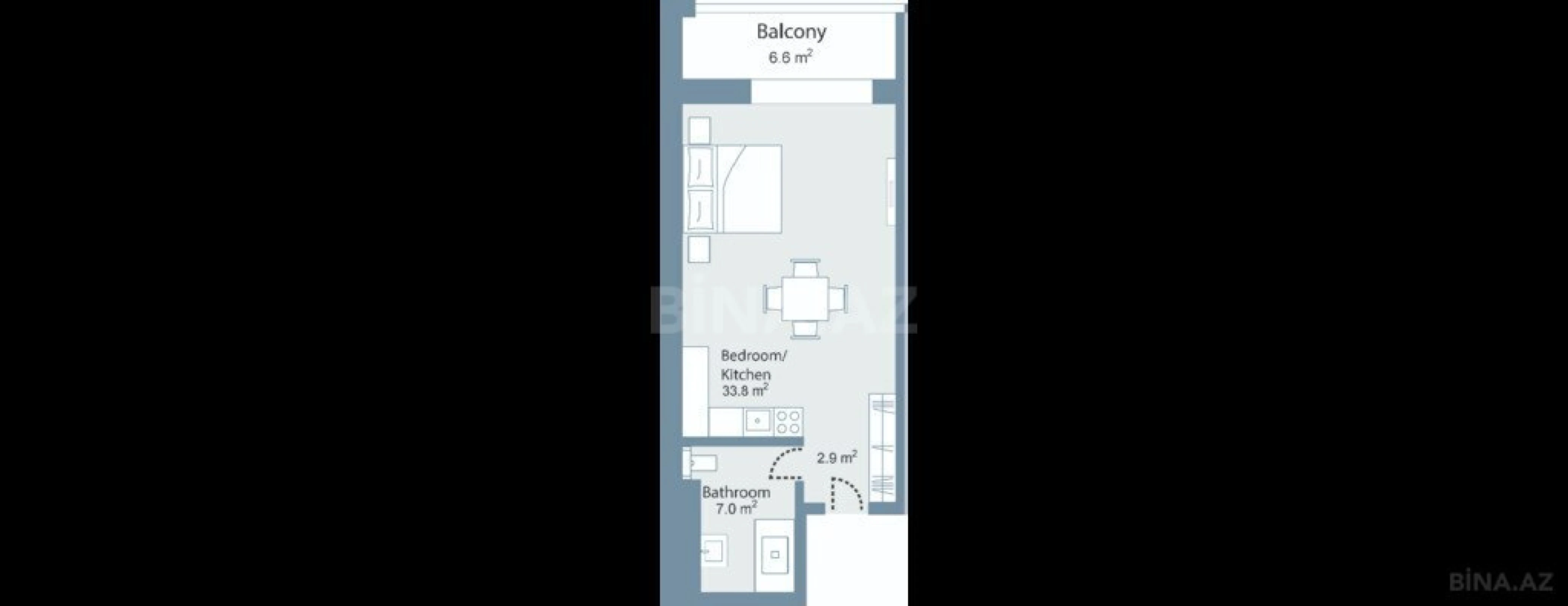 Satılır 1 otaqlı mənzil 62.2 m²