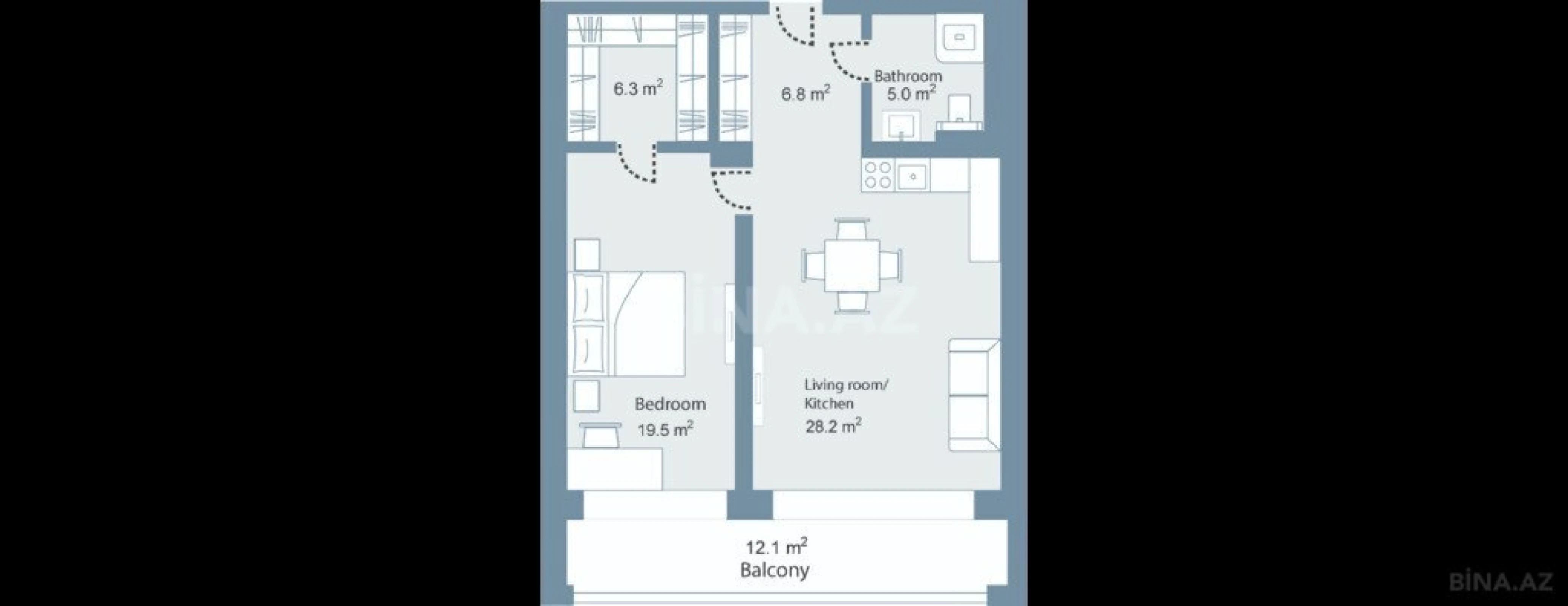 Satılır 2 otaqlı mənzil 95.3 m²