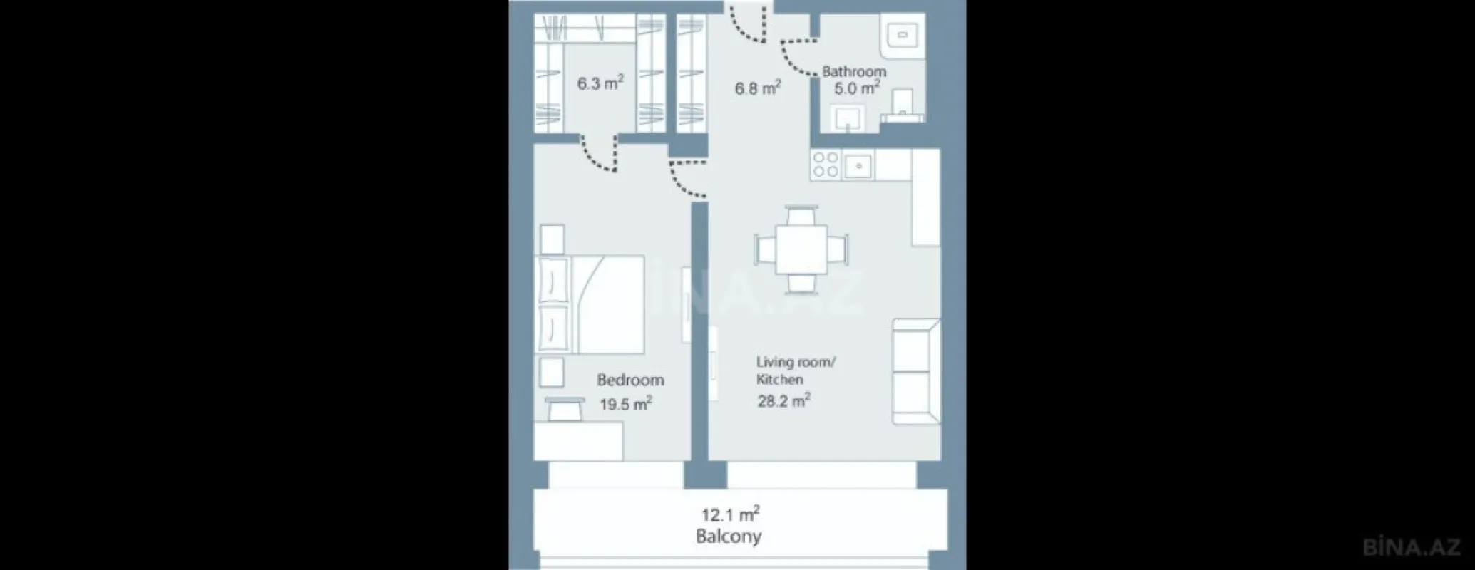 Satılır 2 otaqlı mənzil 95.3 m²