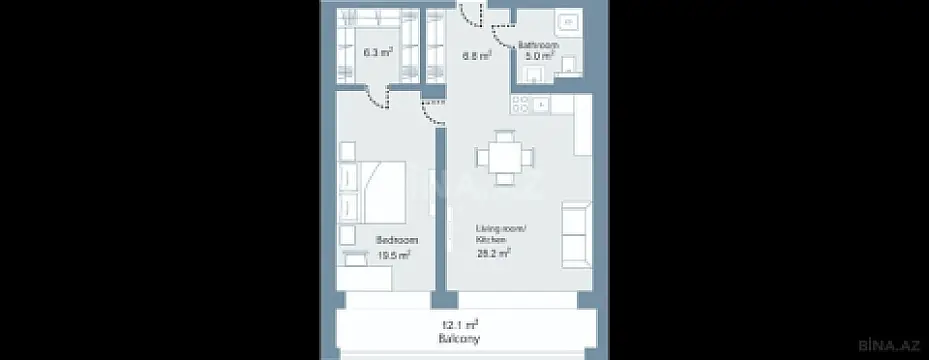 Satılır 2 otaqlı mənzil 95.3 m²