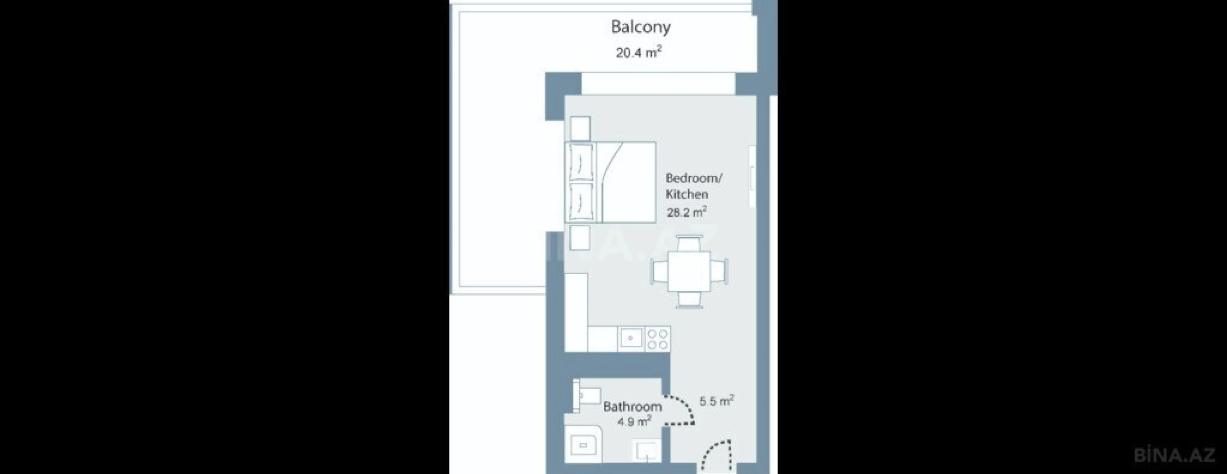 Satılır 1 otaqlı mənzil 72 m²