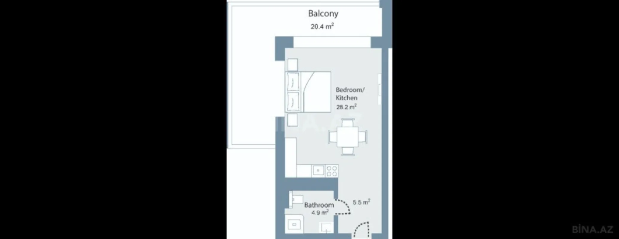 Satılır 1 otaqlı mənzil 72 m²