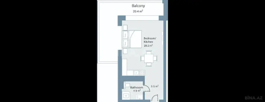 Satılır 1 otaqlı mənzil 72 m²