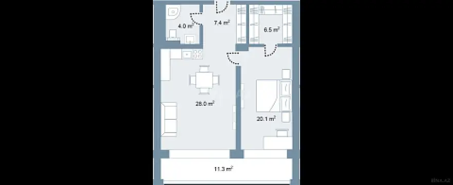 Satılır 2 otaqlı mənzil 91.8 m²