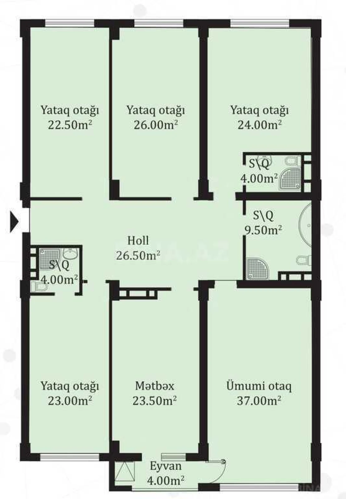 Satılır 5 otaqlı mənzil 217 m²
