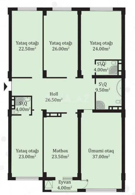 Satılır 5 otaqlı mənzil 217 m²