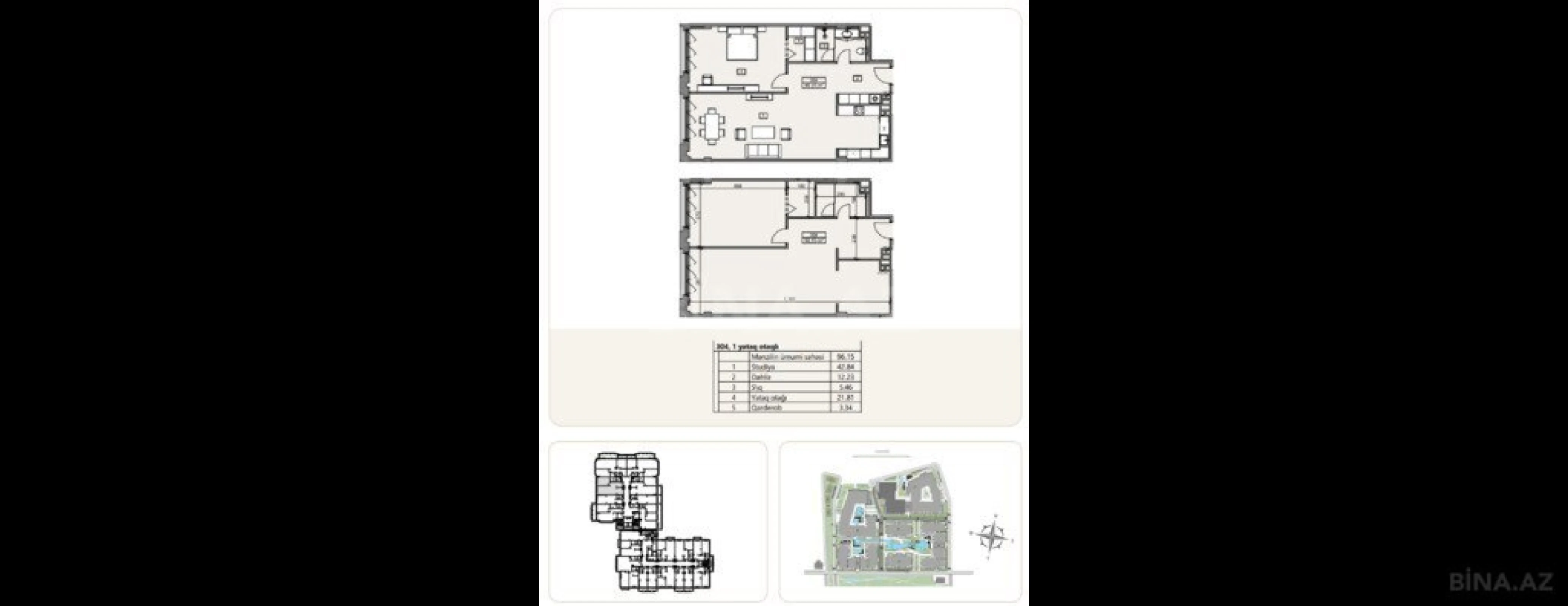 Satılır 2 otaqlı mənzil 96.2 m²