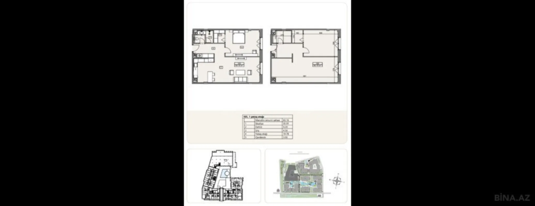 Satılır 2 otaqlı mənzil 83.2 m²