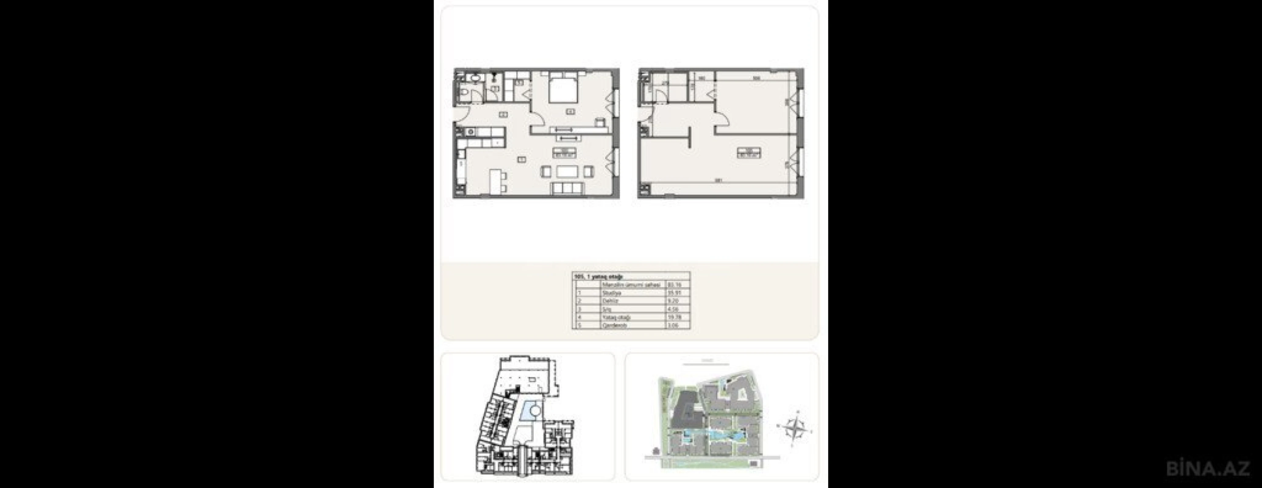 Satılır 2 otaqlı mənzil 83.2 m²