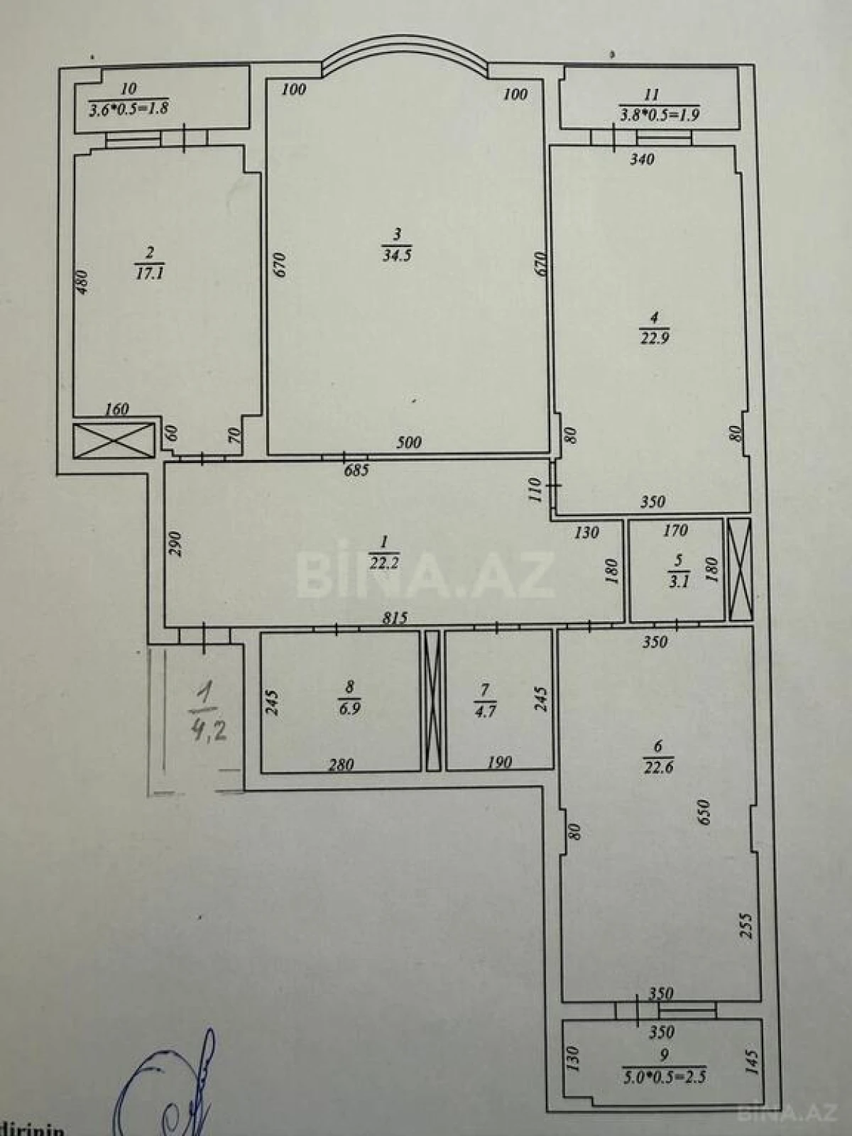 Satılır 3 otaqlı mənzil 154 m²