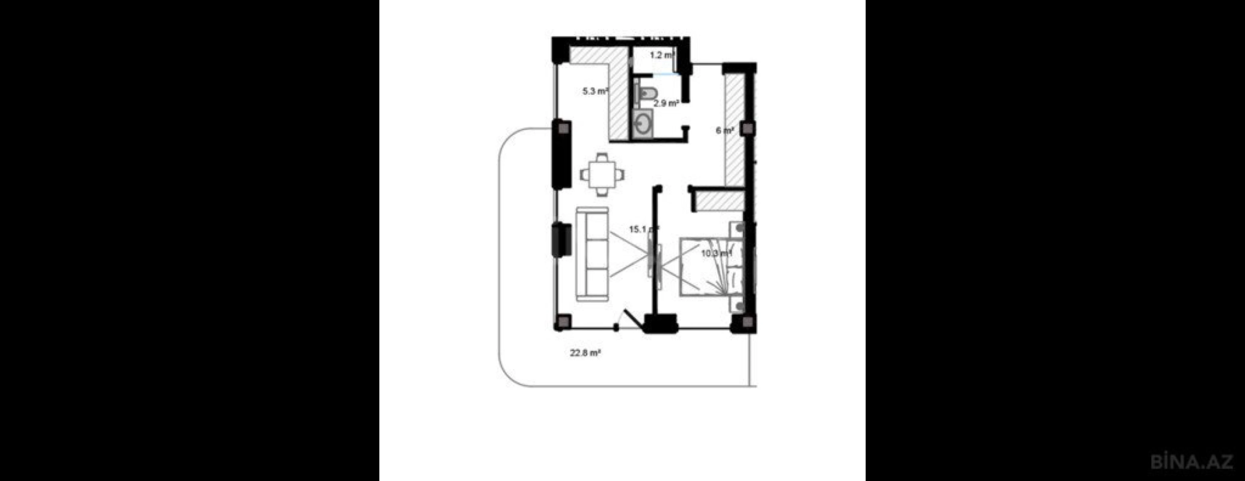 Satılır 2 otaqlı mənzil 76.7 m²
