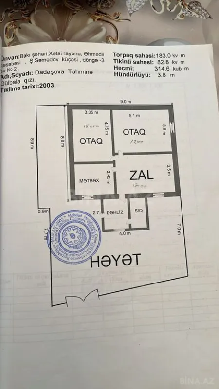 Satılır 3 otaqlı həyət evi 90 m²