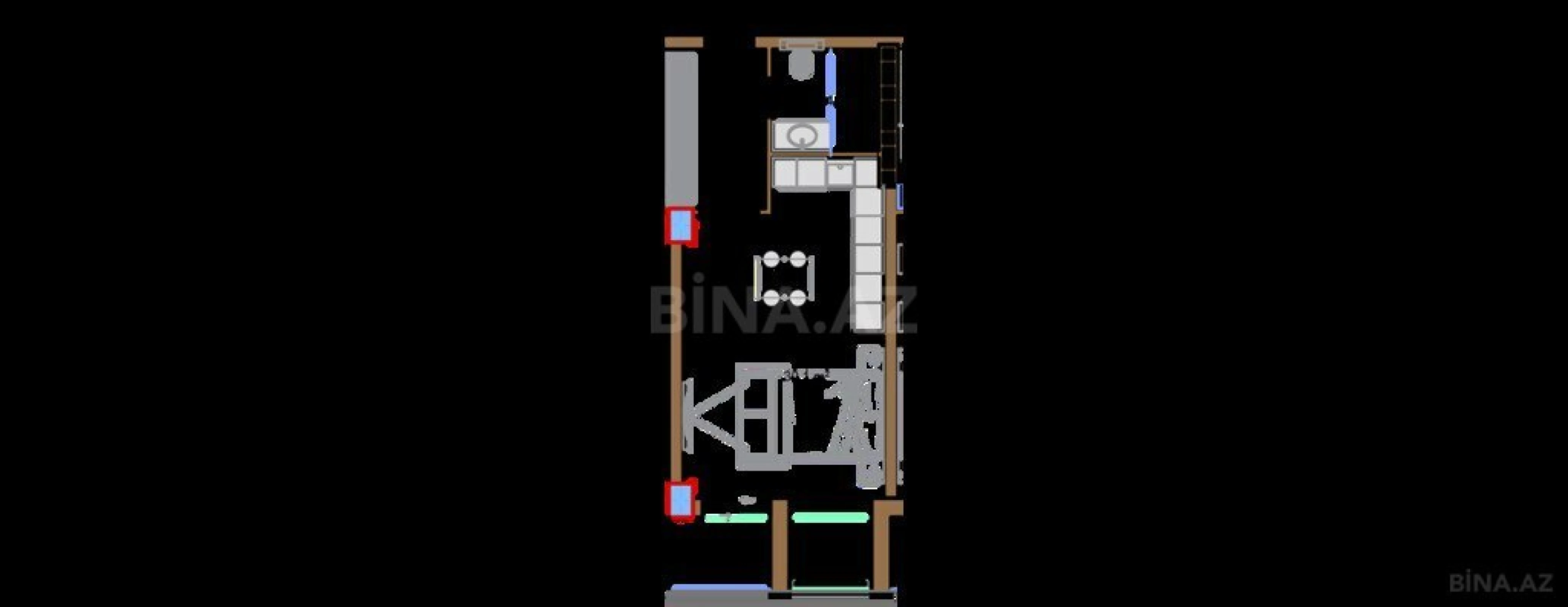 Satılır 1 otaqlı mənzil 54.4 m²