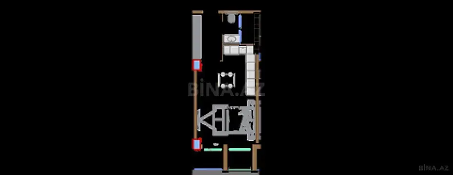 Satılır 1 otaqlı mənzil 54.4 m²