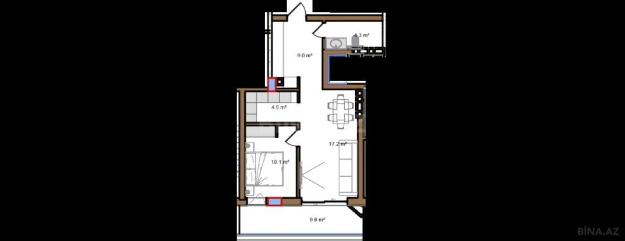 Satılır 2 otaqlı mənzil 67.3 m²