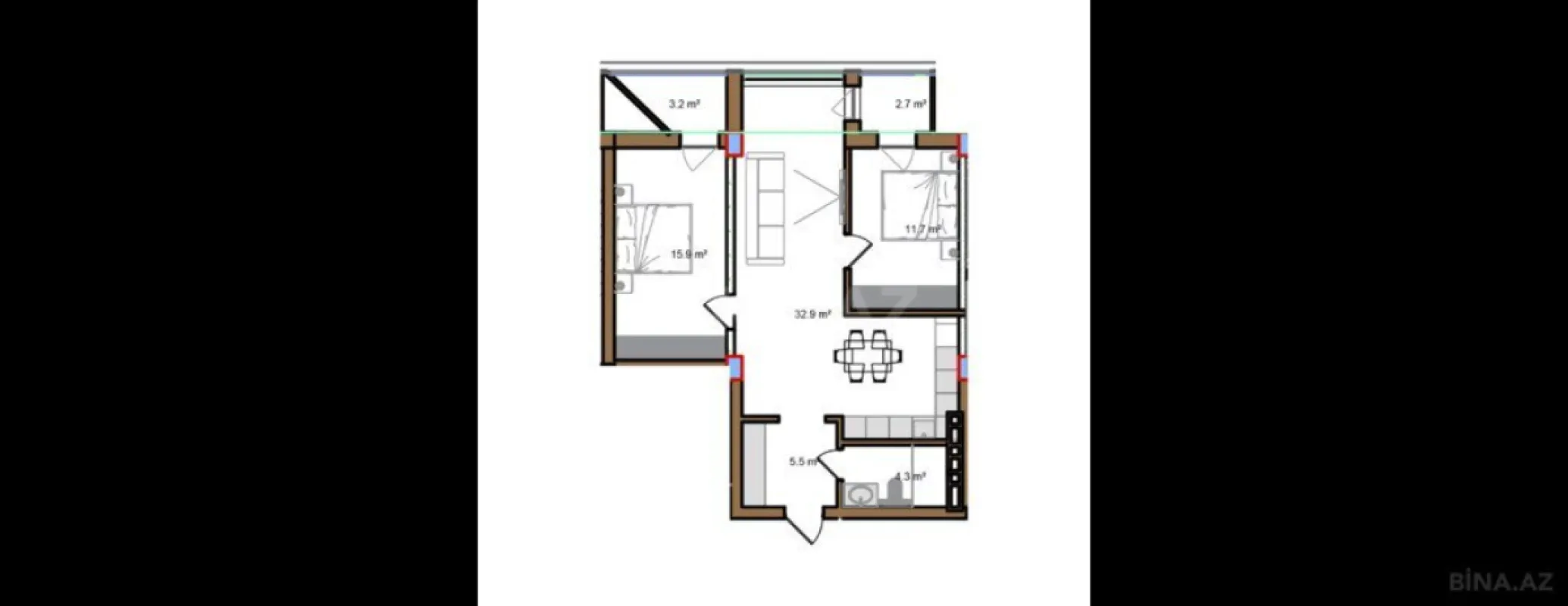 Satılır 3 otaqlı mənzil 92.5 m²