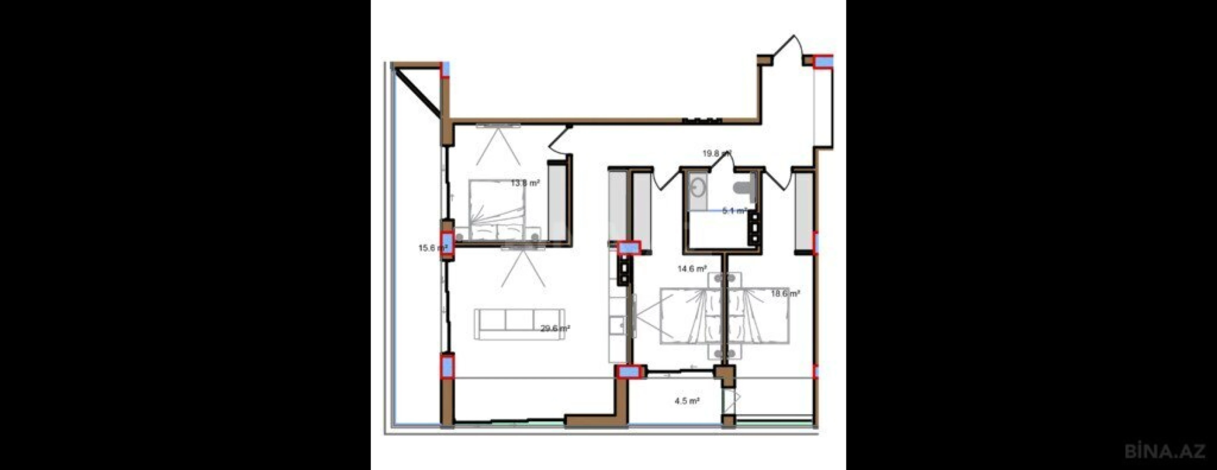 Satılır 4 otaqlı mənzil 144.6 m²