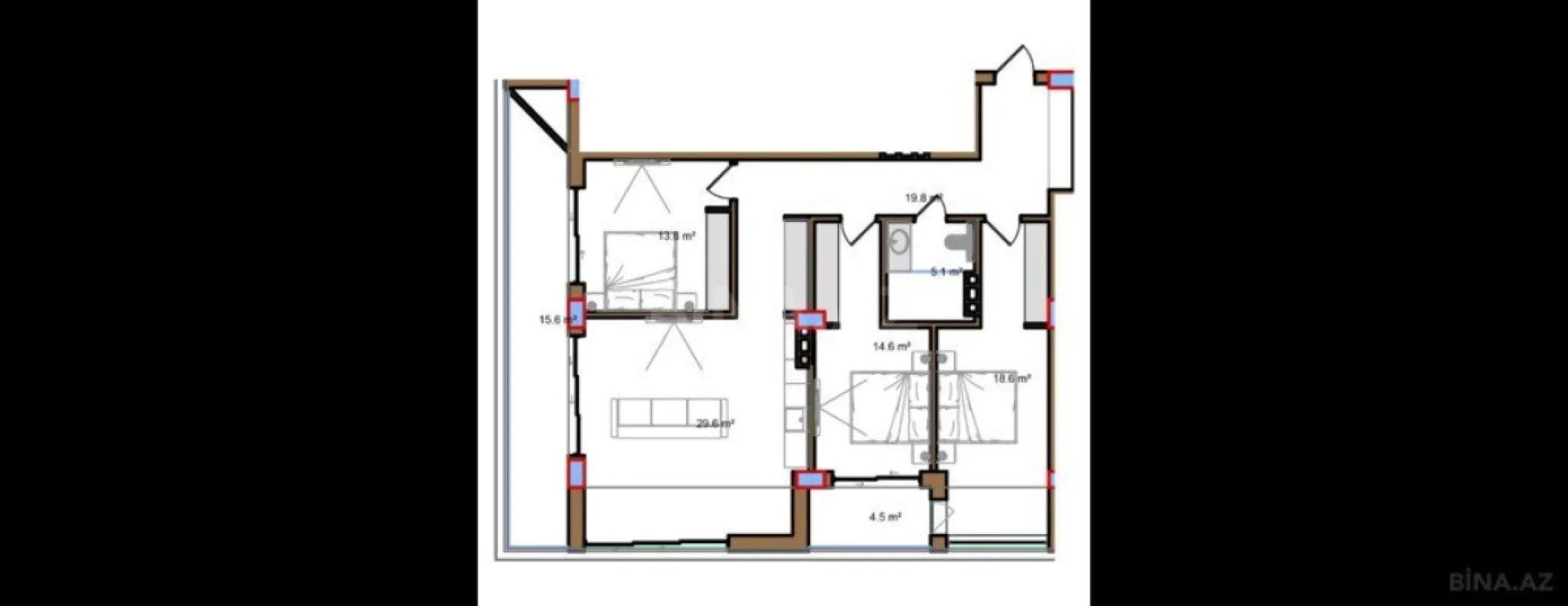 Satılır 4 otaqlı mənzil 144.6 m²