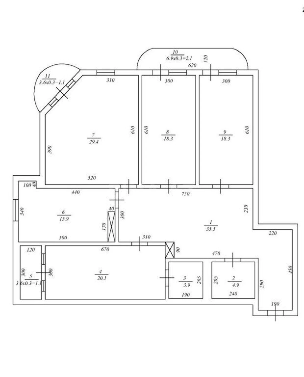Satılır 4 otaqlı mənzil 169 m²