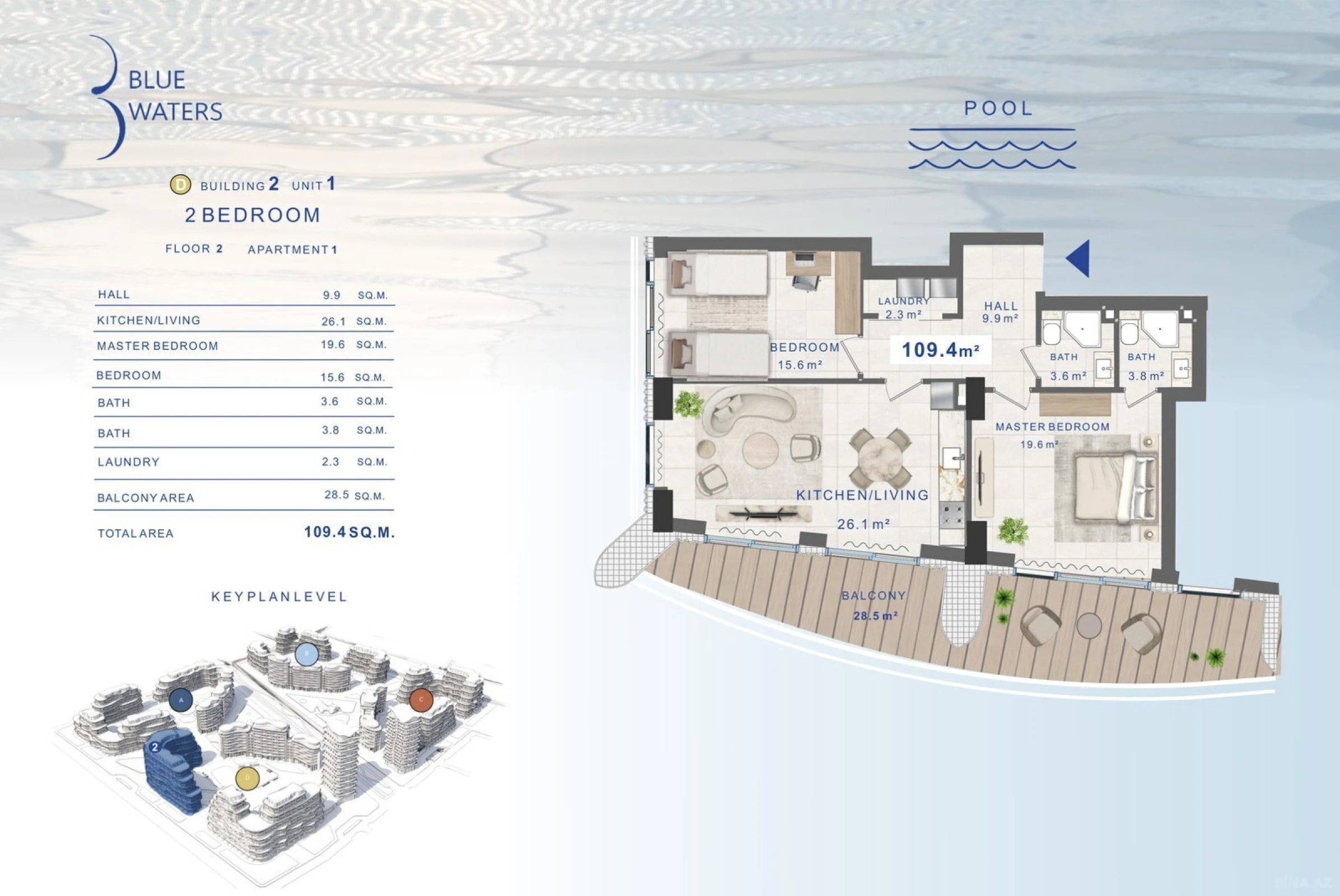 Satılır 3 otaqlı mənzil 109.4 m²