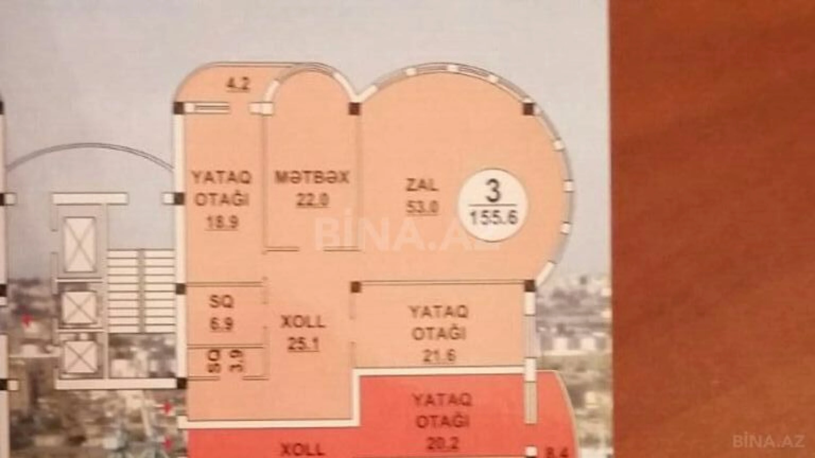 Satılır 3 otaqlı mənzil 160 m²