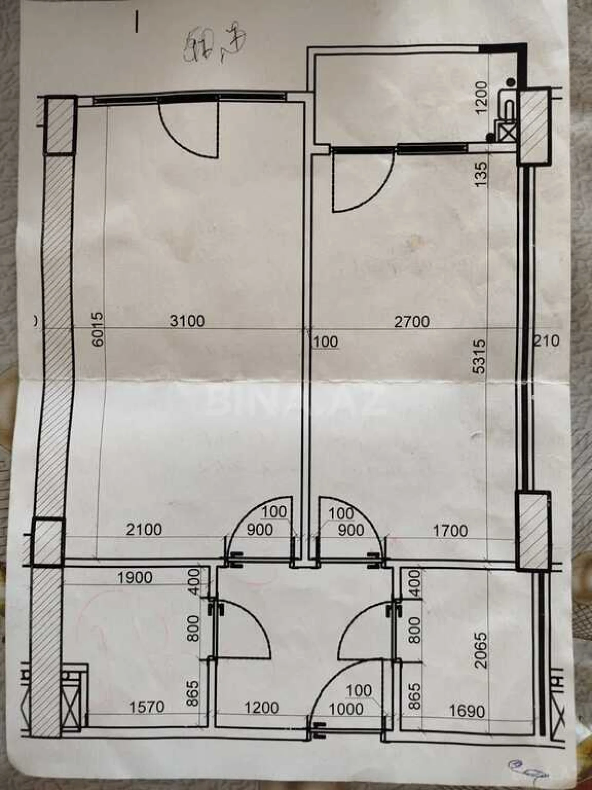 Satılır 2 otaqlı mənzil 55 m²