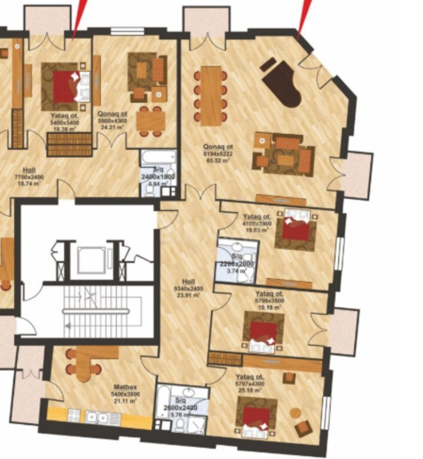 Satılır 4 otaqlı mənzil 209 m²