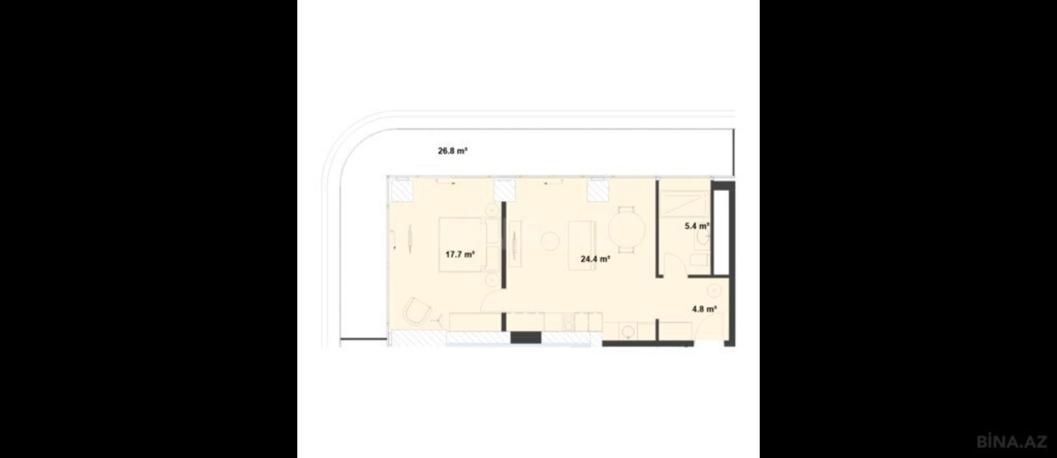 Satılır 2 otaqlı mənzil 88.8 m²