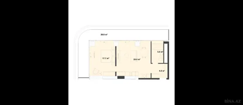 Satılır 2 otaqlı mənzil 88.8 m²