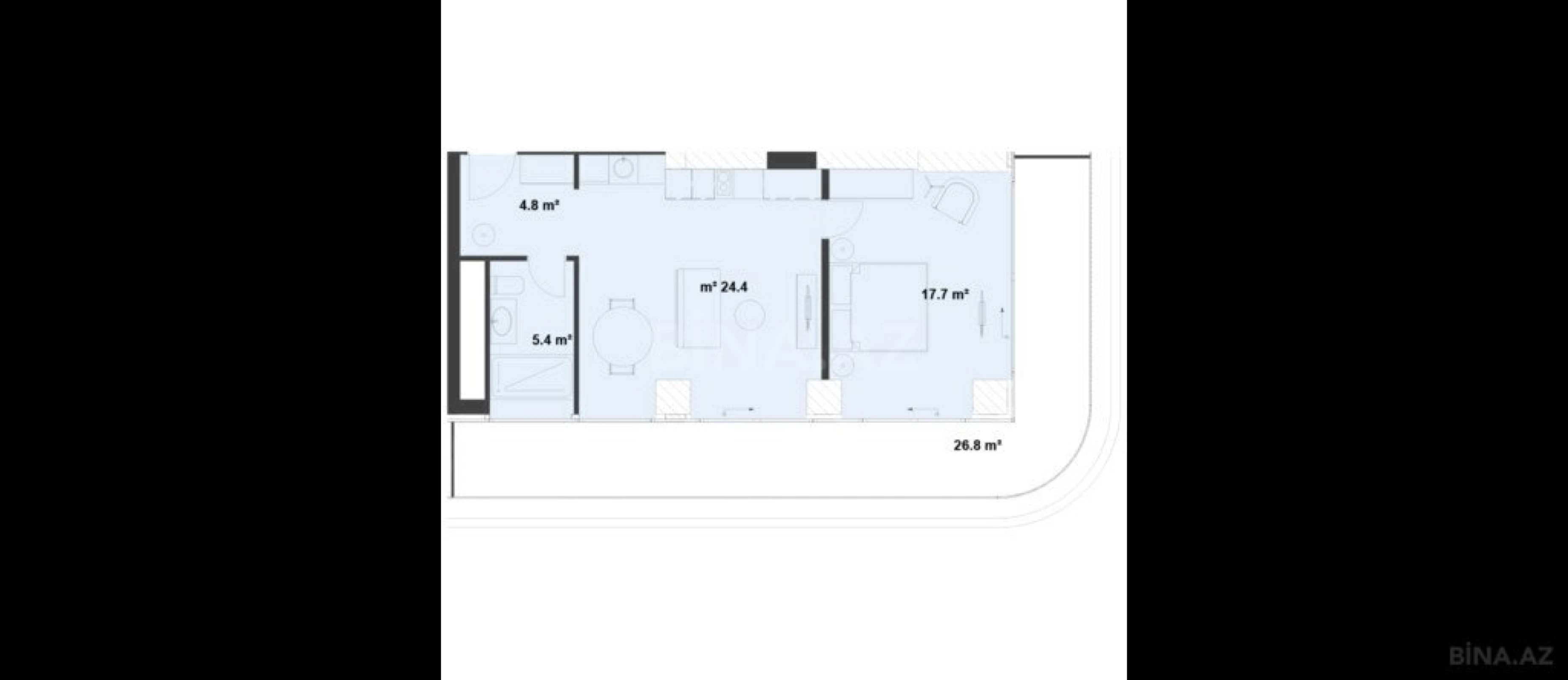 Satılır 2 otaqlı mənzil 88.8 m²