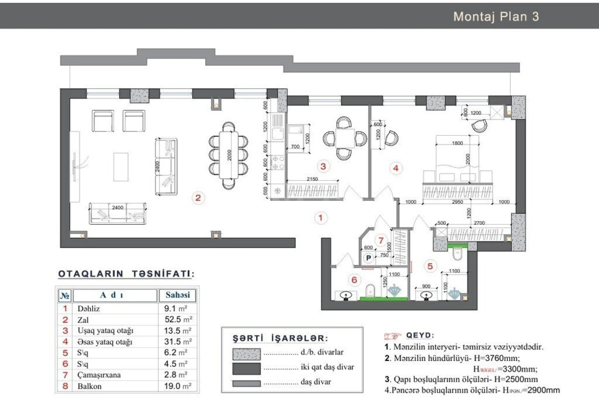 Satılır 3 otaqlı mənzil 145 m²