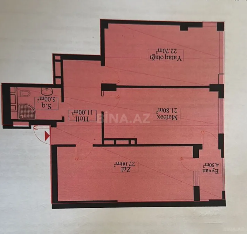 Satılır 2 otaqlı mənzil 92 m²