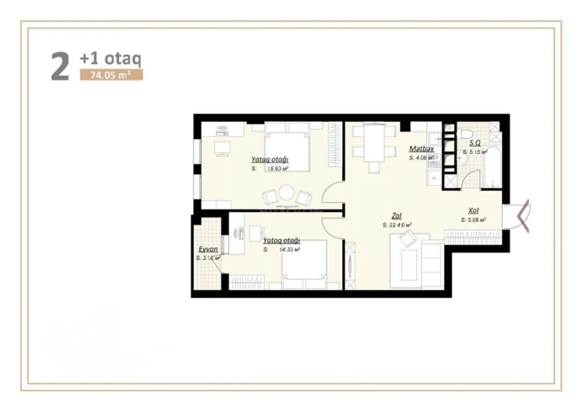 Satılır 3 otaqlı mənzil 80 m²