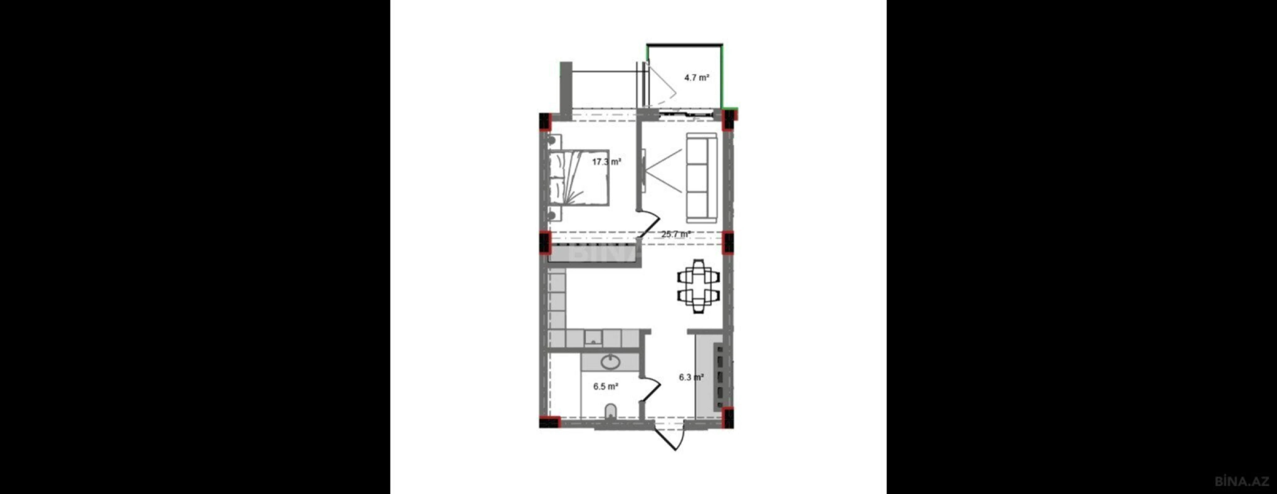 Satılır 2 otaqlı mənzil 72.1 m²