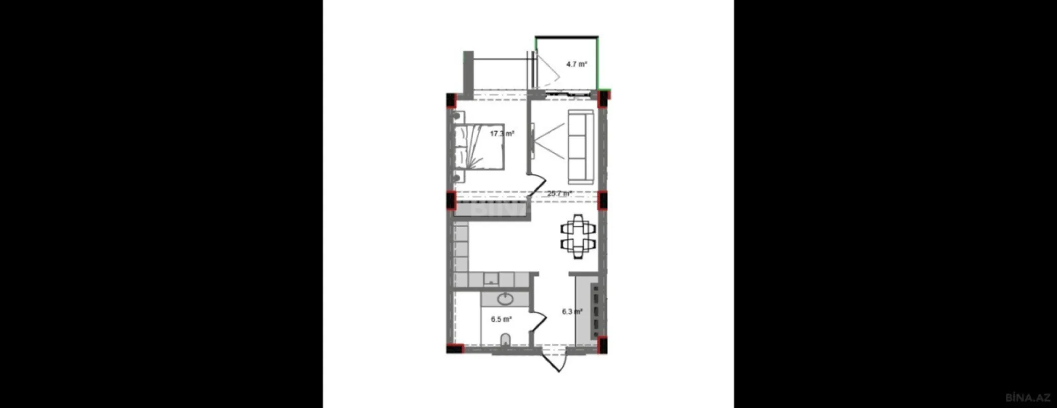 Satılır 2 otaqlı mənzil 72.1 m²