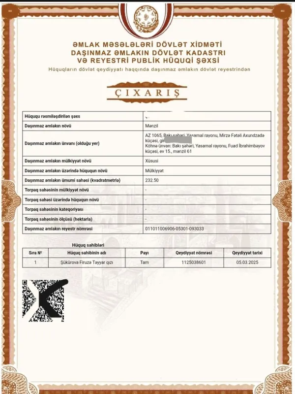 Satılır 3 otaqlı mənzil 276 m²