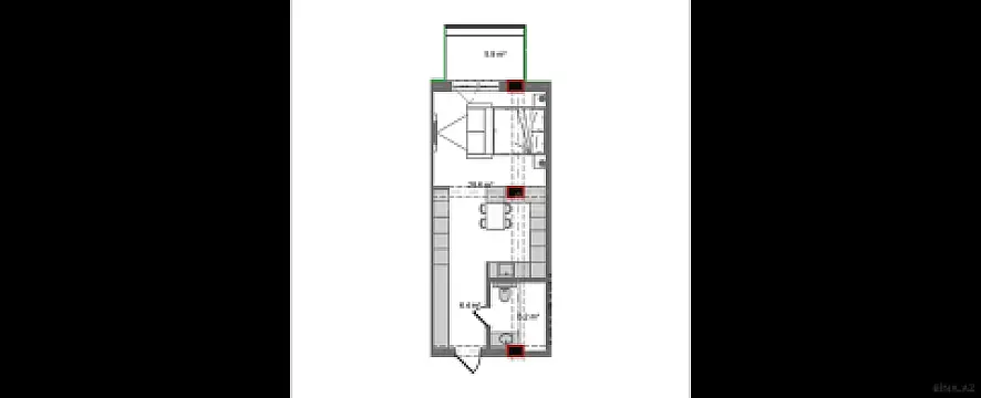 Satılır 1 otaqlı mənzil 53.7 m²
