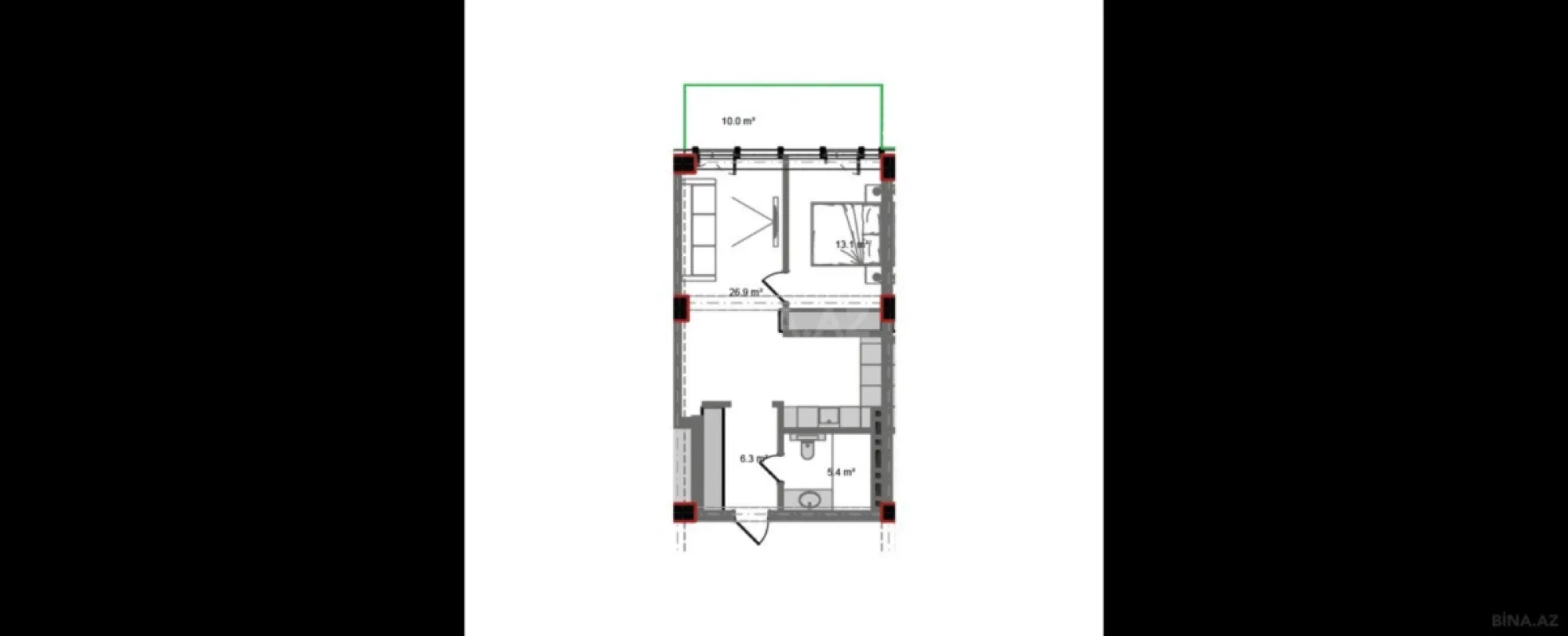 Satılır 2 otaqlı mənzil 71.3 m²