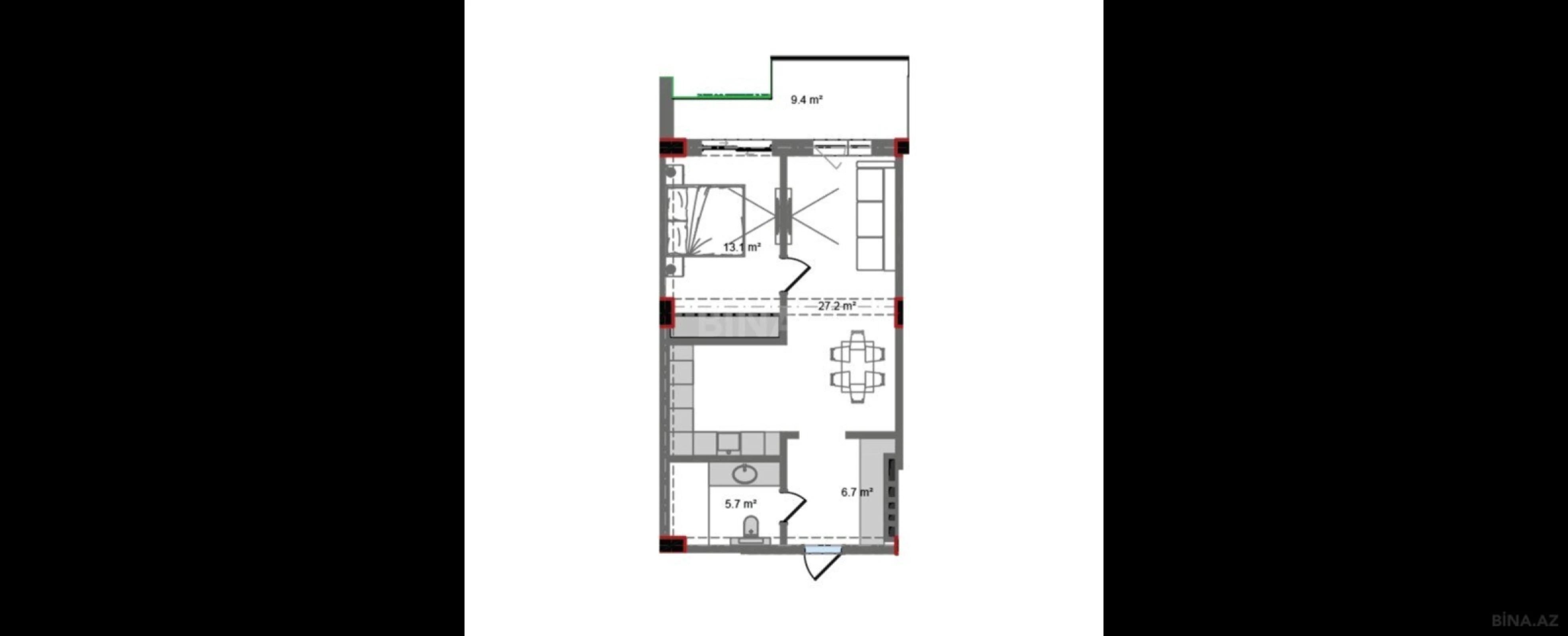 Satılır 2 otaqlı mənzil 72.5 m²