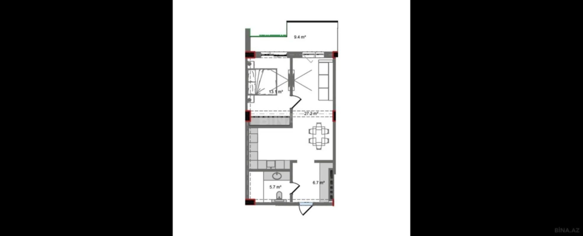 Satılır 2 otaqlı mənzil 72.5 m²