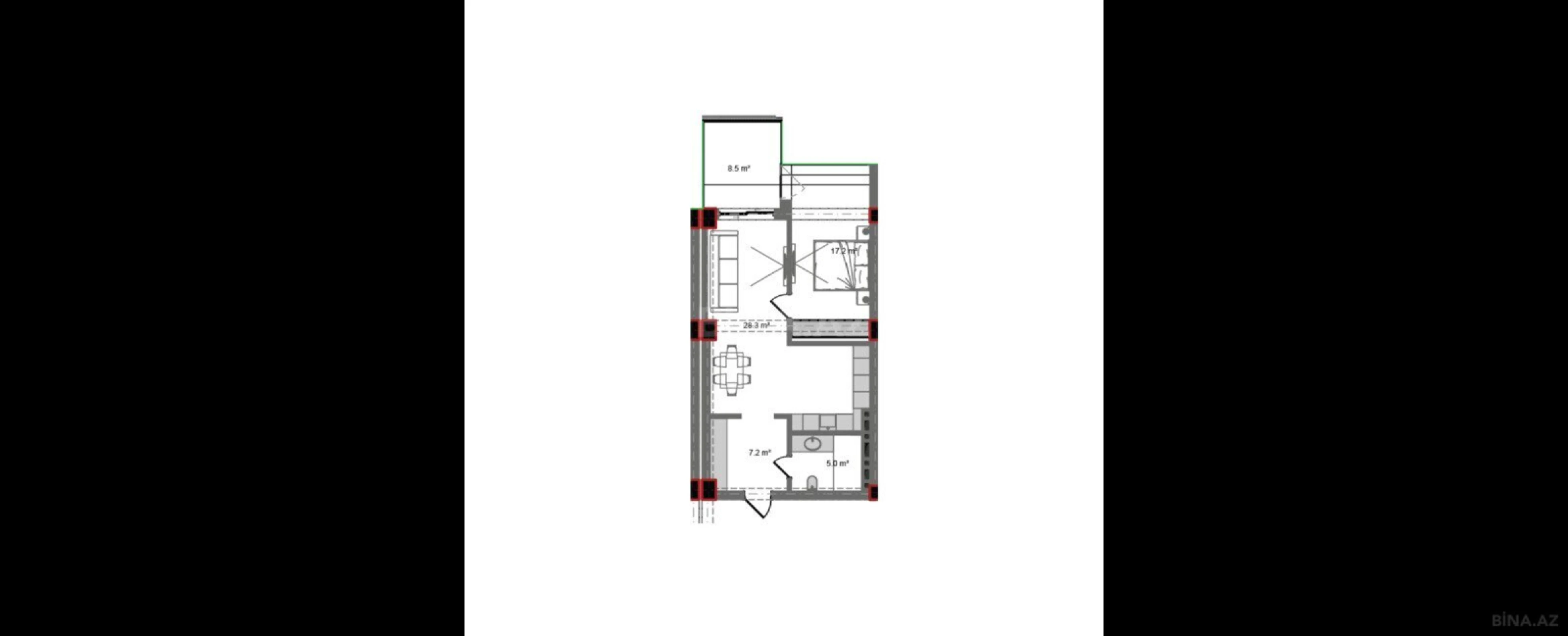 Satılır 2 otaqlı mənzil 78.1 m²